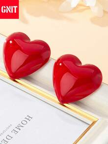 GNIT “一对复古简约的安哥拉红心形光滑耳环，适合女士，适合节日派对