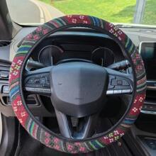 1 pieza Accesorios de protección para el volante del automóvil Estilo bohemio de lino sin anillo interior Funda elástica para el volante Funda elástica para el volante de múltiples colores Todo el año Universal