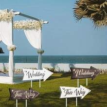 4Pcs Wedding Directional Signs For Road Arrow Signs With Stakes Wedding This Way Sign Wedding Supply Decor - Multicolor - View 4
