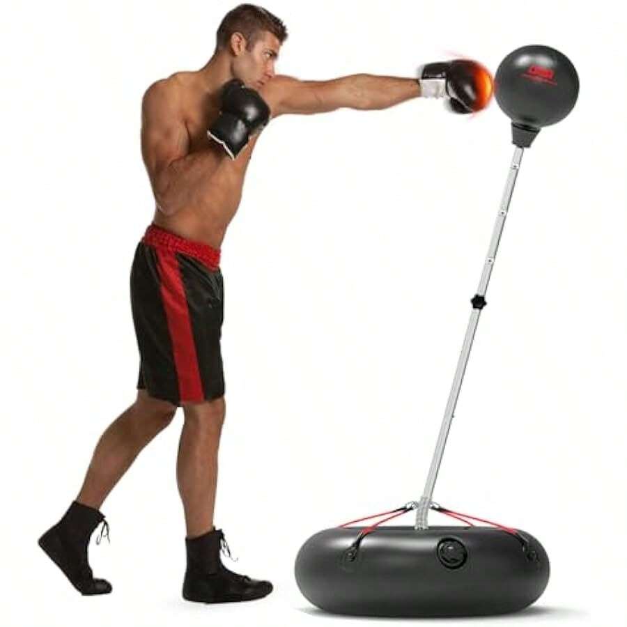 Punching Bag With Stand For Adults And Teens Height Adjustable Speed Bags For Boxing With Hand Pump And 4 Elastic Co Boxing Punching Bag For Training Str Relief And Fitn - Black - View 1