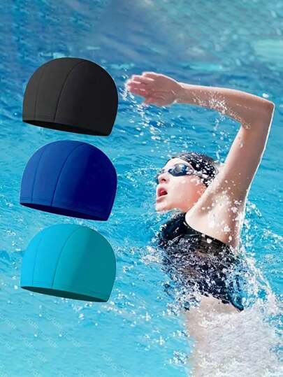 1pc Breathable Elastic Swimming Cap With Non-Slip Design And Ear Protection For Men And Women - Perfect For Swimming Pools, Beaches And Summer Fun, Swimming Cap