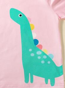 BrownBark 6 قطع/مجموعة ملابس كاجوال للبنات، ملابس علوية بطبعة ديناصور+توب أكمام قصيرة+شورت كاجوال، ملابس منزلية مريحة للأطفال