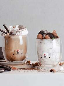 1pc Creative Cartoon Bear Dog Kitten Coffee Cup Glass Milk Cup - Multicolor - View 1