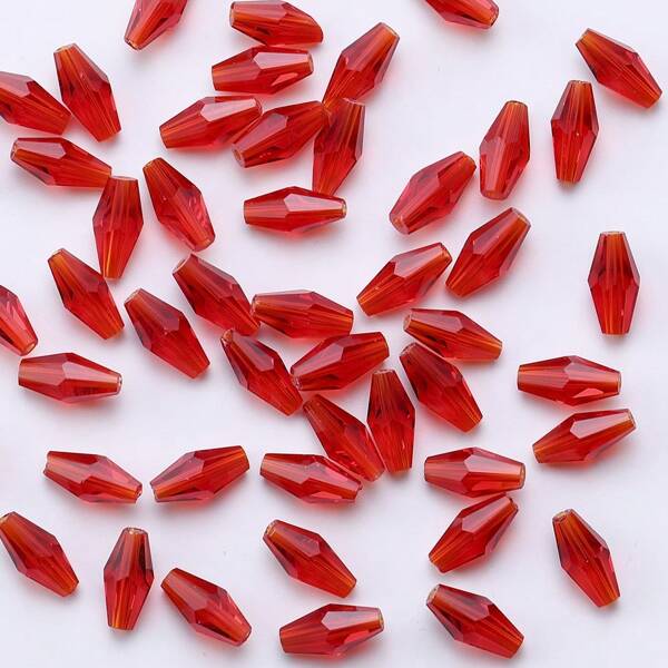 48 piezas de cuentas de vidrio alargadas de 6*12mm en surtido de color rojo para hacer manualidades de joyería, pulseras y collares hechos a mano
