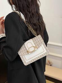 Minimalist Chic Casual Handbag, 2025 New Model Retro Fashion Underarm Bag, Solid Color Shoulder Commuter Bag - Beige - View 8