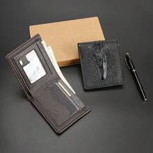 Crocodile Embossed Pattern Men's Short Wallet, Fashionable Retro Style, Large Capacity Multi-Card Slots, Zipper Coin Pouch, Suitable For Teenagers, Men, Father's Day Gift, Best Gift For Men Wallet Mini Wallet Purse Wallet Men Wallet Leather Small Wallet - Black - View 2