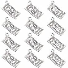 12 Pzs Dijes de dinero Colgante de aleación Dijes de billetes de 100 dólares para hacer pulseras y collares, suministros de joyería y manualidades DIY - Multicolor - Ver 9