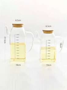 1pc Glass Oil Bottle, Large Capacity Kitchen Oil Vinegar Container With Spout, Leakproof, Measurement Scale