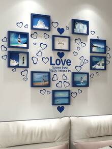 10 قطعة إطارات صور بسيطة بأحجام 5/6/7 بوصة لتعليق على الحائط في غرفة المعيشة وغرفة النوم، ألبوم صور مثبت على الحائط، يأتي مع صور وملصقات قلب، رائع كهدية لحفل الزفاف وعيد الحب