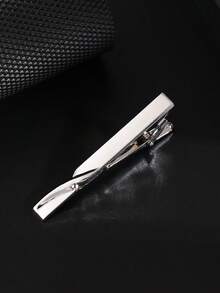 1pc Customized Letter Name Elegant 4-Color Tie Clip, Slant Businessman Suit Tie Clip Accessory - Multicolor - View 3