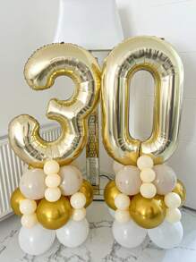 2 Stücke 101,6 cm (ca. 40 Zoll) Platin Riesenzahl Helium Folienballons, große Ziffern Ballons für Geburtstag, Abschluss, Jubiläum, Party Deko