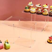 1pc/3pcs Transparent Acrylic Dessert Display Stand, Cake Pops Candy Cookie Snack Platter Holder Cupcake Stand - Transparent - View 2