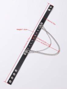 1pc Solid Color PU Leather "Rivet Manifesto" Punk Style Choker Necklace, Zinc Alloy Rivet Decoration, Personalized Neck Accessory, High-Quality Punk Collar, Spike+Aluminum Chain+Leather Design, Street Style Neck Piece,Halloween