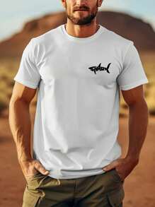 Camiseta de hombre talla grande con gráfico digital 3D de tiburón, camisa informal y transpirable de manga corta creativa para uso en casa, ligera y fresca para el verano