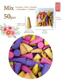 50/100pcs, Agarwood Incense Cone, Incense Tower, Home Incense, Air Purification, Meditation, Lavender, Agarwood Sandalwood, Gardenia, Jasmine, Osmanthus, Wormwood, Mixed Pack