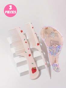 3pcs/2pcs Cartoon Hair Comb Set - Wet And Dry Combing And Styling Brush For All Hair Types, Durable ABS Plastic Handle, Perfect Gift Choice(Purple Unicorn Comb Pattern Random)