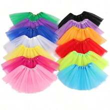 1 Piece 30cm Tutu, Mesh Princess Fluffy Skirt, Cosplay Skirt, Ballet Tutu Skirt, Birthday Party Cosplay Dress, Gauze Skirt, Halloween, Young Girl Solid Color Tutu Skirt, Mesh Fabric, Suitable For Casual And Stage Performance