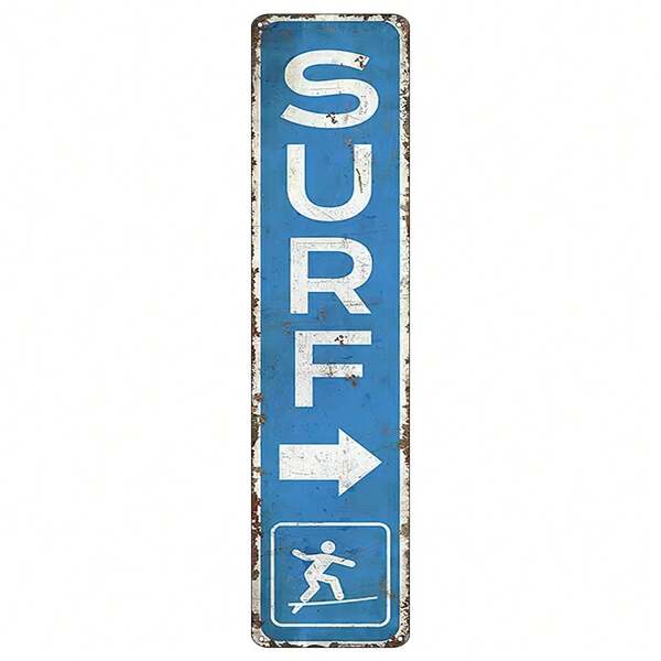 1pc Iron "SURF" Sign Plate, Size 16"X4" / 40cm X 10cm, Vintage, Ideal Home Decor For Bathroom, Dining Room, Kitchen, Bar, Fun Wall Art For Home, Restaurant, Cafe