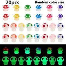 10 peças/20 peças/30 peças Mini Figura de Cogumelo Luminoso de Resina, Cogumelo Que Brilha no Escuro, Enfeite Colorido Pequeno de Cogumelo em Miniatura para Decoração de Jardim DIY, Paisagem, Aquário, Decoração de Festa