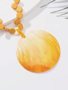 BOCAR Bohemian Natural Coconut Shell Beaded Ombre Coffee Color Round Pendant Necklace - Pendant Necklace - View 8