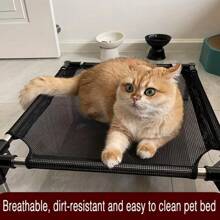 Cama elevada refrescante para mascotas, de tela de poliéster impermeable, con marco desmontable de acero inoxidable, confort para todo el año para perros medianos, pequeños y extra pequeños - Colchoneta cuadrada para perros resistente al agua con base antideslizante