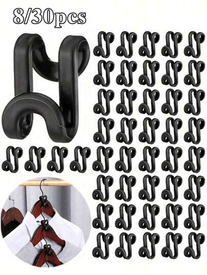 8/30pcs Clothes Hanger Connector Hooks - Heavy Duty Plastic Cascading Mini Hooks, Space Saver Closet Organizer For Wardrobe, Multi-Functional Closet Organizers And Storage Accessories