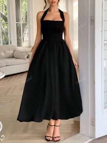 Vestido largo elegante para damas, apropiado para la primavera, el verano, citas, festivales de música, el Día de la Madre, Pascua, con cuello colgante
