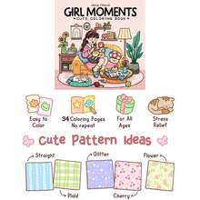 1本Coco Vivi女孩时刻涂色书，专为成人和学生及青少年设计，涂色书以女孩为角色，展现温暖舒适的时刻，放松心情，培养色彩感知和想象力，锻炼注意力，可作为礼物送给家人、朋友、爱人、怀俄明州、蒂娜、返校、学校用品 - 彩色 - 查看 3