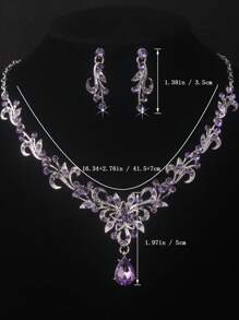 Luxury Bridal Jewelry Sets, 1 Necklace + 1 Pair Earrings, Wedding Accessories, Suitable For Banquet, Party, And Wedding Event
