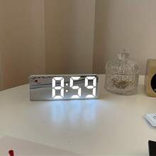 RAF Smart LED Clock, Voice Control Alarm Clock, Bedside Quiet Digital Alarm Clock, Desk Electronic Digital Clock, Snooze Desk Clock, LED Mirror Table Alarm Clock With Time Display, Desk USB Alarm Clock For Home, Bedroom, Office