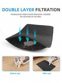 1件随机颜色猫砂垫，猫爪垫，猫砂盆，狗厕所，防散猫砂垫，防拖猫砂盆，双层猫砂捕捉垫 - 彩色 - 查看 8