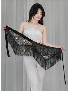 Middle Eastern Style Sequin Fringe Hip Scarf Waist Chain, An Exquisite Decorative Piece That Shines At Festivals And Carnivals, Showcasing A Unique Style