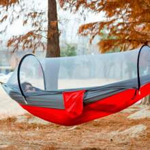 Outdoor Double Mosquito Net Hammock, Anti-Tipping, Breathable, Quick-Open, Camping Supplies