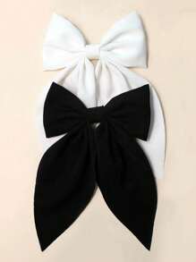 2 Pcs Small Simple Versatile Hair Bows Fashion Black And White Girls Bow Hair Clip Hair Accessories