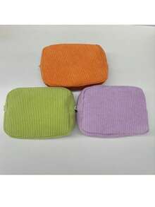 1pc Custom Embroidered Corduroy Makeup Bag, Embroidered Small Square Pouch, Sanitary Pad Storage Bag, Travel Cosmetic Bag, Personalized Storage Pouch, Gift For Her, Valentine's Day Gift, Mother's Day Gift, Christmas Gift, Birthday Gift For Friends And Family - Multicolor - View 7