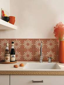 10pcs Bohemian Style Tiles Floor Wall Sticker Kitchen Bathroom Living Room Wear-Resistant Home Decor Art Wall Decals