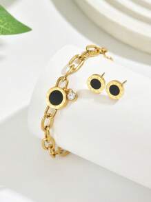 3er Set Luxuriöser Schmuck mit kubischen Zirkoniasteinen, bestehend aus Brosche, Armband und Ohrringe für Damen, geeignet für den täglichen Sommer Outfit