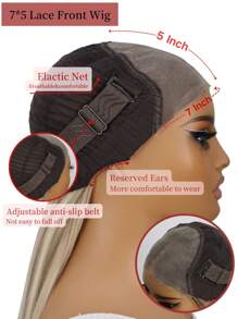 SALLYWELL Parrucca frontale senza colla con radice scura, parrucca frontale in pizzo biondo da 7x5 pollici, parrucca frontale in pizzo lunga dritta sintetica sfumata marrone mista da 66 cm con riga centrale profonda di 12,7 cm per donna