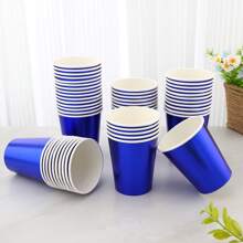 20/50/100pcs 9oz Disposable Paper Cups In Gold, Blue, Red, Laser Silver, Rose Gold Colors, Suitable For Birthday Party, Wedding, Picnic, Family Gathering