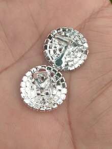 2pcs New Minimalist Round Rhinestone Ear Clips Premium Luxury Fashion Non-Pierced Earrings Wholesale - Style 1 - View 4