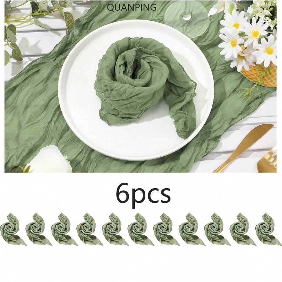 6 Pcs Cheese Cloth Napkins, 20"X20" Crinkle Gauze Dinner Napkins, Cheese Cloth Napkins For Wedding, Party, Birthday, Anniversary, Restaurant, Hotel, Picnic Table Decor - Multicolor - View 1