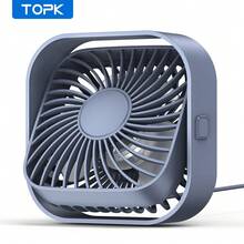 TOPK 个人台扇，3 速 4 英寸小型 USB 便携式风扇，USB 插入式迷你冷却风扇，360° 可旋转静音台式风扇，适用于家庭办公室卧室宿舍室内室外夏季礼物 - 彩色 - 查看 12