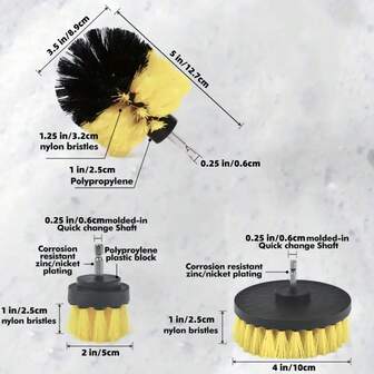 3PCS Electric Drill-Brush Kit Power Scrubber Brush For Carpet Bathroom Surface Tub Furniture Shower Tile Tires Cleaning Too