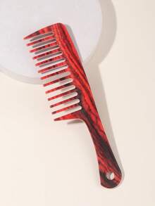 1pc Beautiful Floral Pattern Large Wide-Tooth Comb, Leopard Print Comb, Wood Grain Comb, Geometric Pattern Comb, Stylish Massage Anti-Static Smooth Hair Brush - Multicolor - View 20