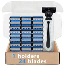 6-Layer Men's Manual Shaving Razor Set With Non-Slip Metal Handle & Replacement Blades - Perfect For Trimming Beard And Stubble/Men's Grooming Kit | Stylish Razor Design/ Shaving Razor Set, Beard Grooming Kit