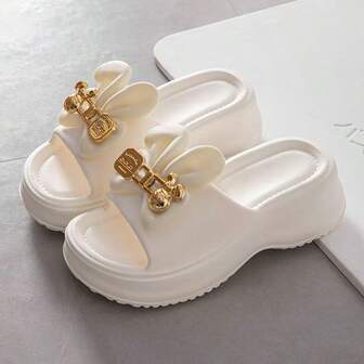 ASOFTER Women's Cartoon Cute Rabbit Ear Fashion Slippers, Casual Indoor/Outdoor Thick Sole Non-Slip Sandals, Suitable For Beach, Holiday, Christmas Gift