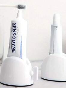 浴室工具，包括滚动牙膏挤压器、分配器和支架，易于清洁，浴室牙膏挤压器，洗面奶省力便捷支架，牙膏分配器，牙膏挤压器 - 彩色 - 查看 3