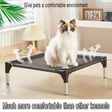 Cama elevada refrescante para mascotas, de tela de poliéster impermeable, con marco desmontable de acero inoxidable, confort para todo el año para perros medianos, pequeños y extra pequeños - Colchoneta cuadrada para perros resistente al agua con base antideslizante