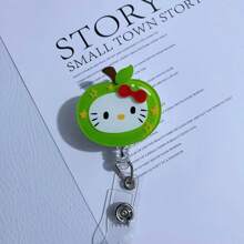 Sanrio 3pcs Sanrio Hello Kitty Cute Glitter Acrylic Nurse Teacher Badge Holder, Cartoon Fruit Badge Reel, Retractable ID Card Holder, Suitable For Teachers, Doctors, Nurses, Business Meetings, School Offices, Easter, Easter Gifts