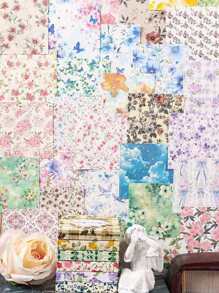 1 Book/100pcs Classic Floral Pattern Paper, 6 Styles, 100 Unique Patterns Options, Suitable For Scrapbook, Journal, Decoration, Memo, Origami, Stationery, Back To School Supplies, A Perfect Small Gift For Back To School